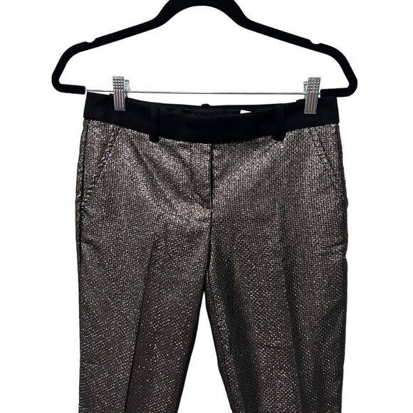 Trina Turk Gold Metallic Pants Pleated Size 2 Disco 70’s Vibes Throwback - Picture 2 of 12